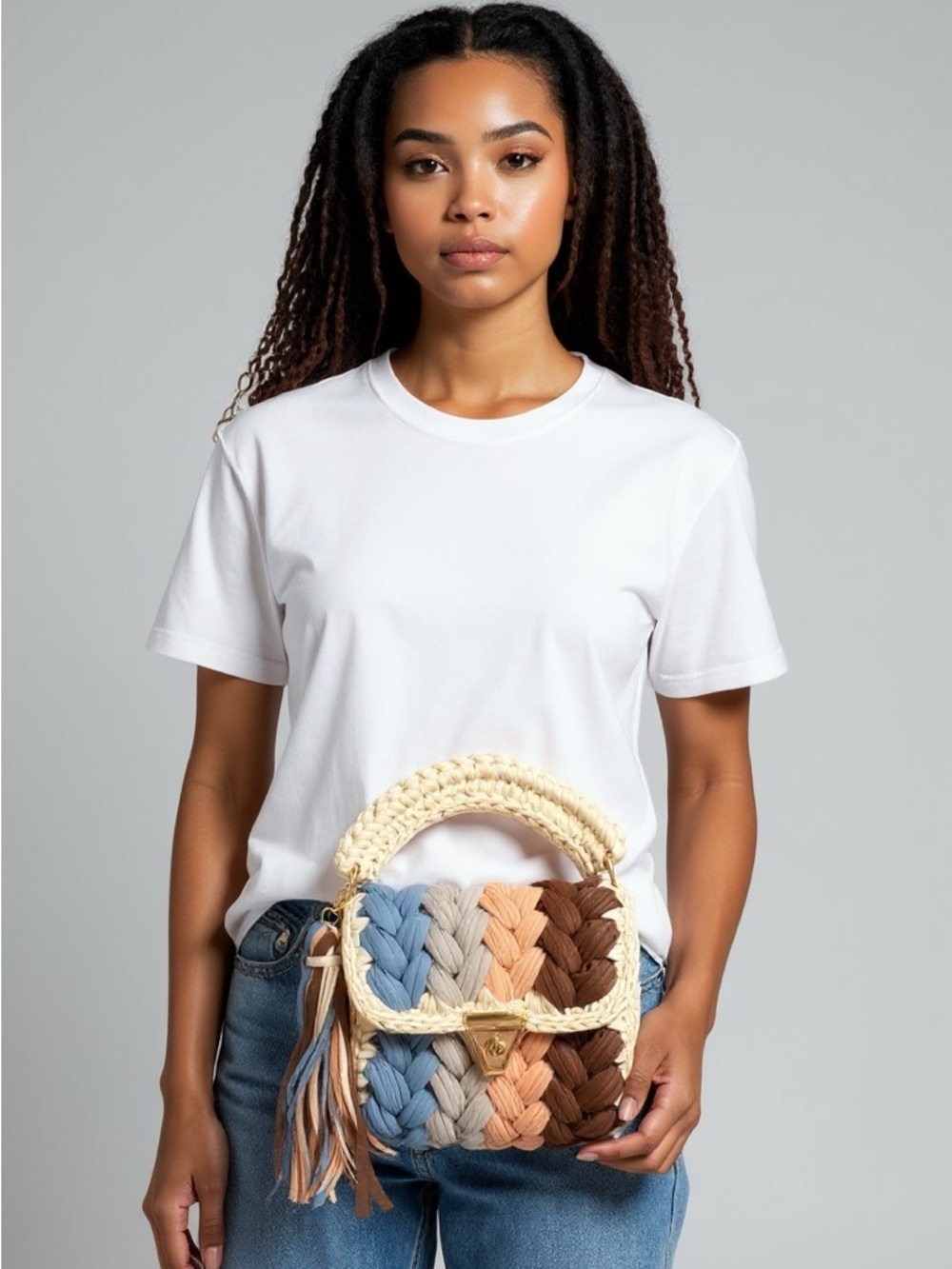 CHQUEL Multicolor Woven Handbag